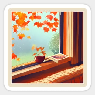 Fall Vibes Autumn Leaves Pumpkin Halloween Season Around The Corner Sticker